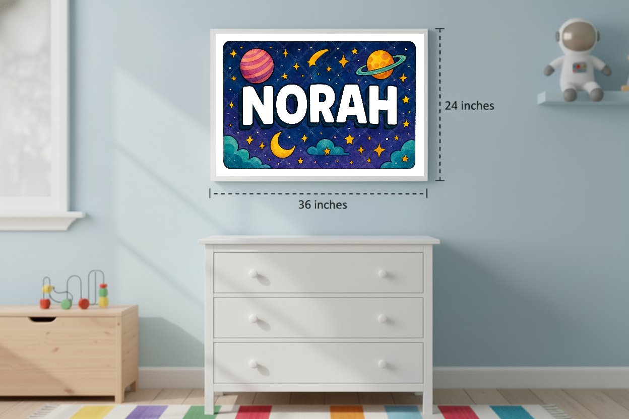 Personalized space name art for Norah