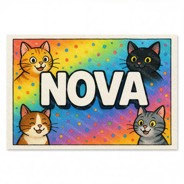 Nova Colorful Cats Name Art