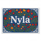 Nyla Name Art - Floral Farmhouse personalized wall print for kids