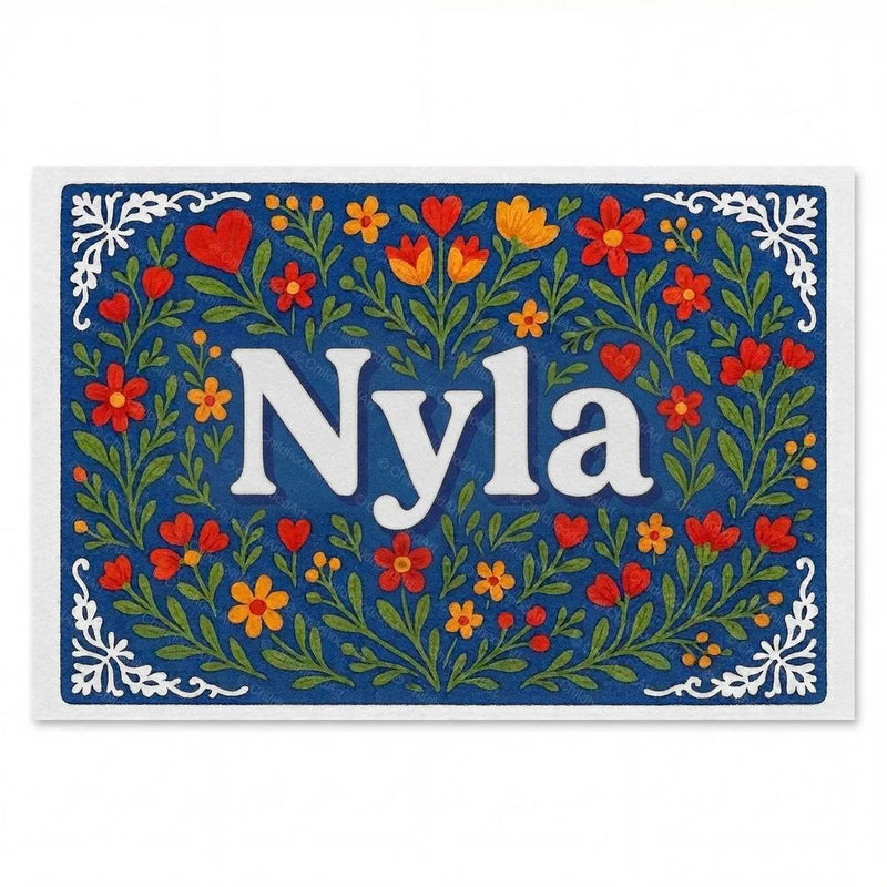 Nyla Name Art - Floral Farmhouse personalized wall print for kids