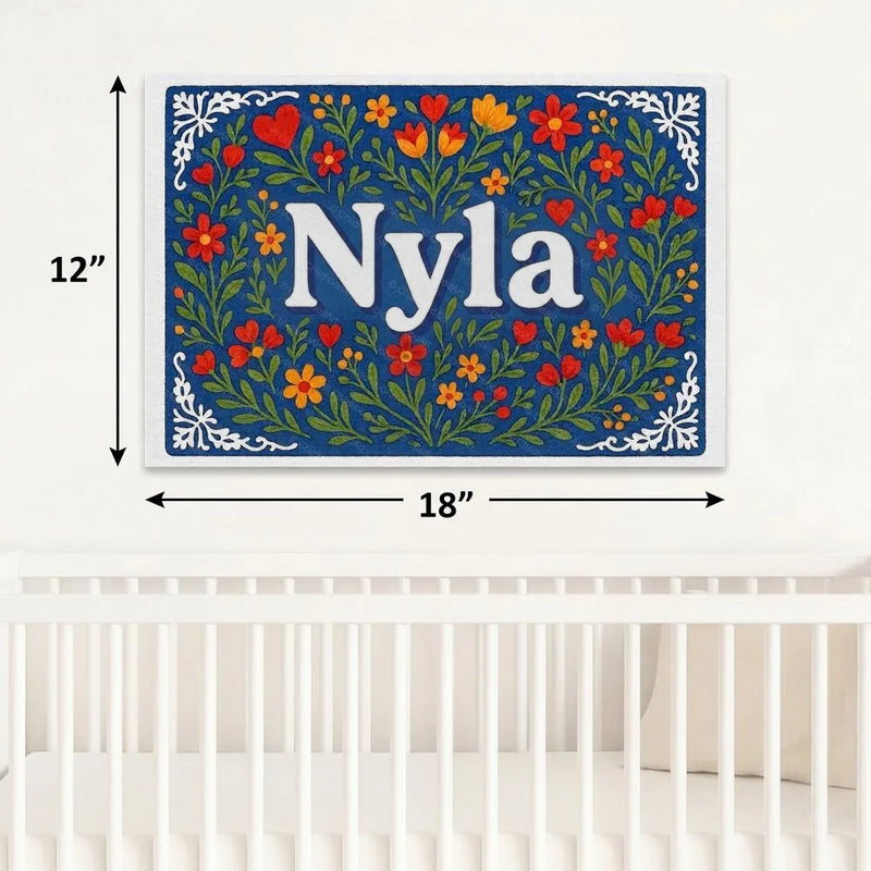 Nyla Name Art - Floral Farmhouse personalized wall print for kids