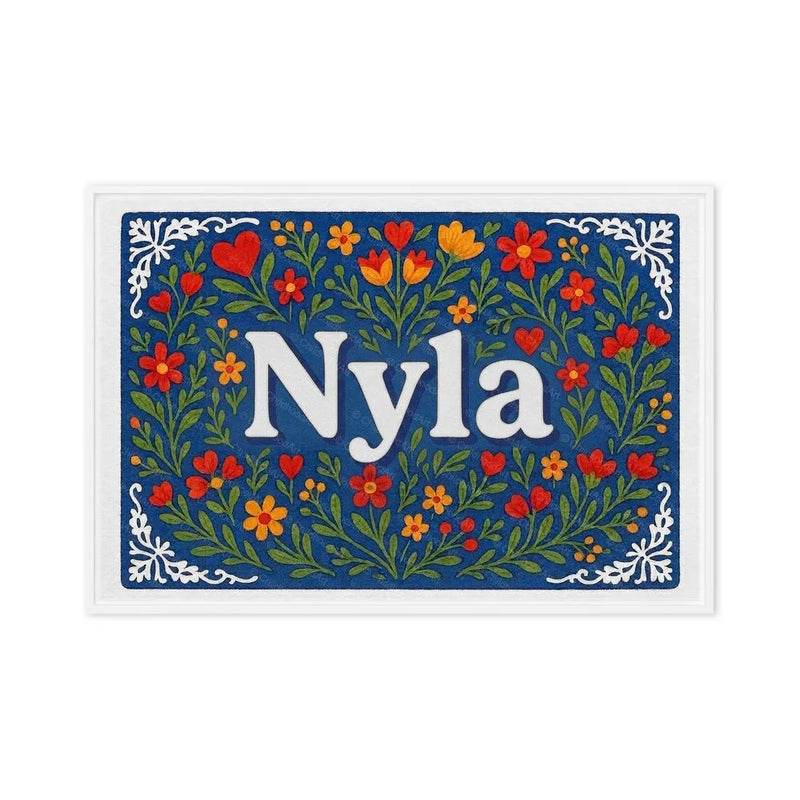 Nyla Name Art - Floral Farmhouse personalized wall print for kids