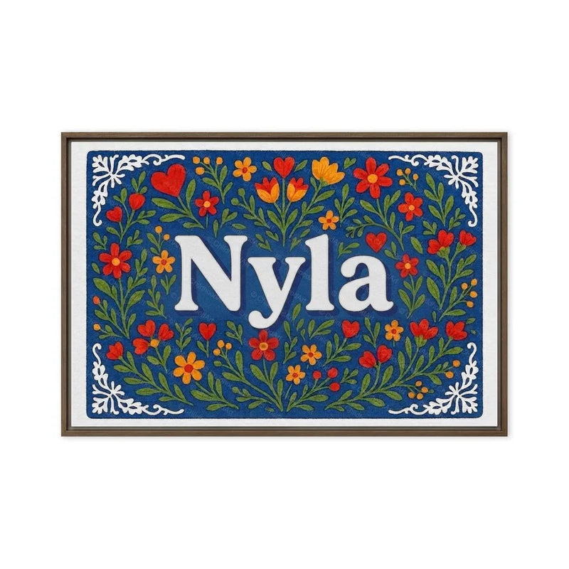 Nyla Name Art - Floral Farmhouse personalized wall print for kids