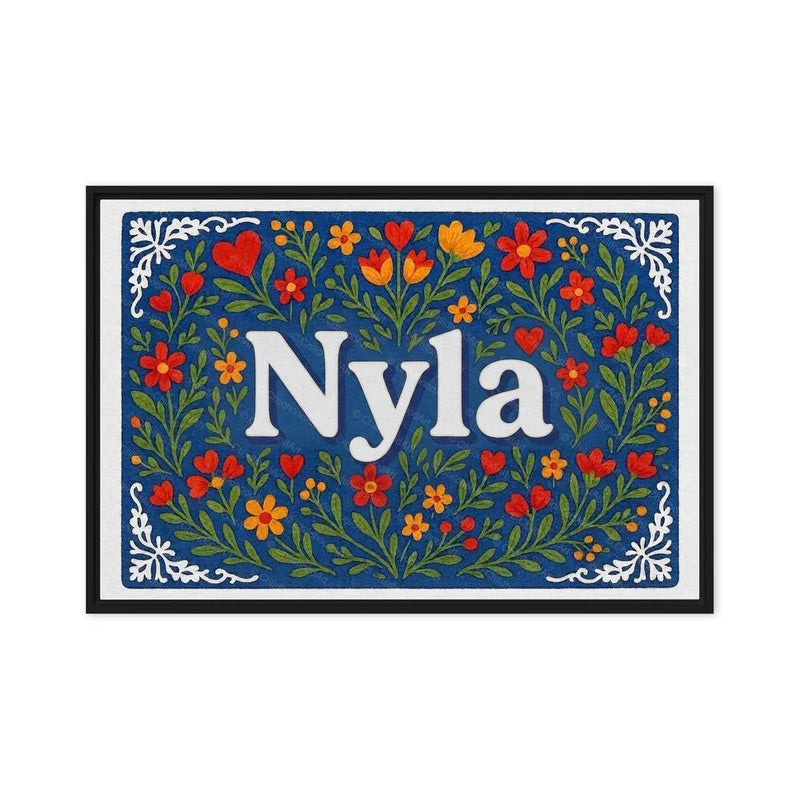 Nyla Name Art - Floral Farmhouse personalized wall print for kids