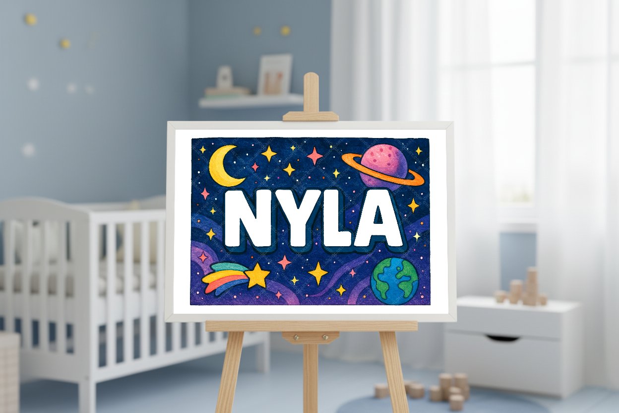 Personalized space name art for Nyla