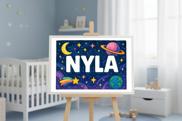 "Nyla" Amongst the Stars Personalized Space Artwork