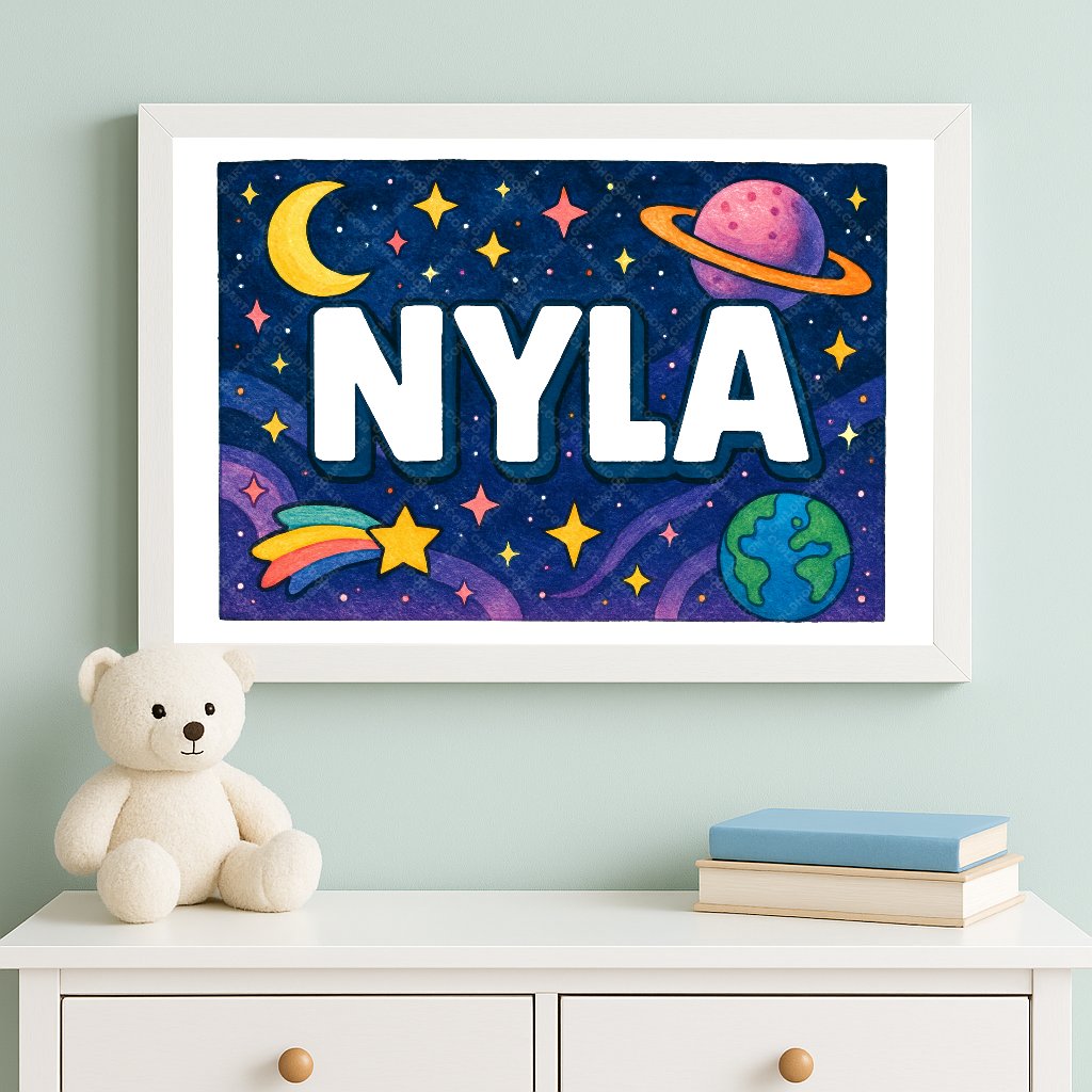 Personalized space name art for Nyla