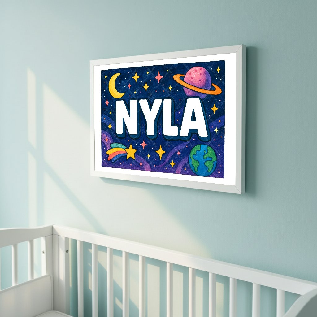 Personalized space name art for Nyla