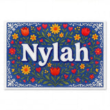 Nylah Name Art - Floral Farmhouse personalized wall print for kids