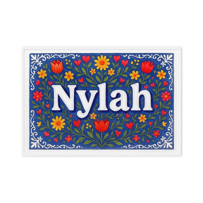 Nylah Name Art - Floral Farmhouse personalized wall print for kids