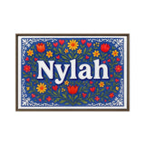 Nylah Name Art - Floral Farmhouse personalized wall print for kids