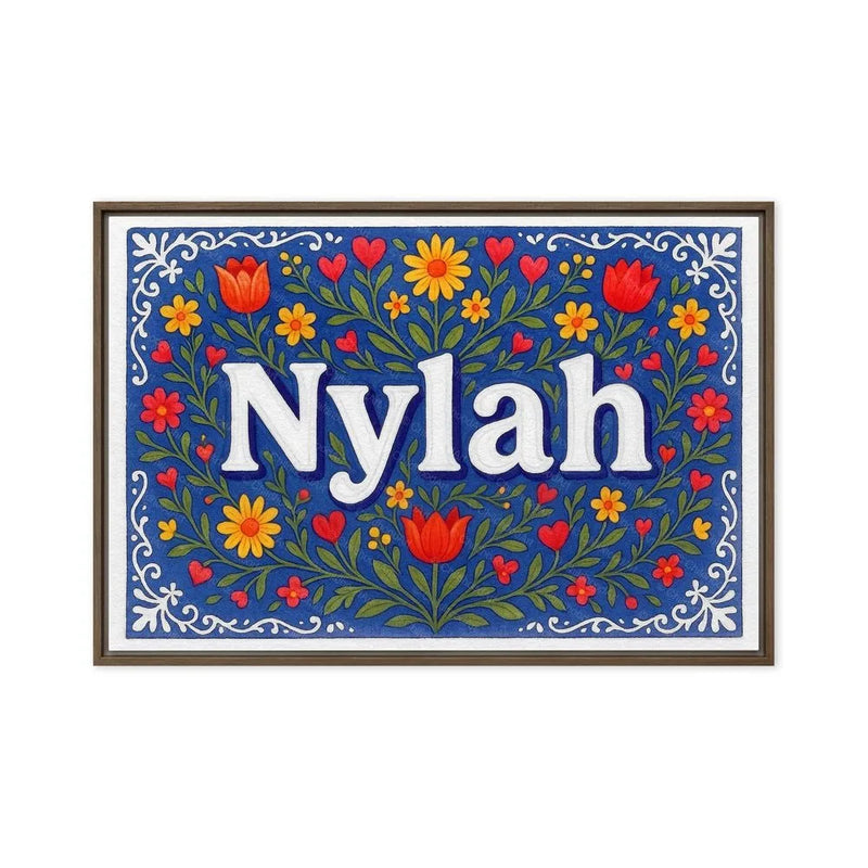 Nylah Name Art - Floral Farmhouse personalized wall print for kids
