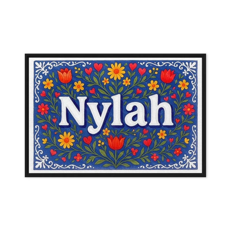 Nylah Name Art - Floral Farmhouse personalized wall print for kids