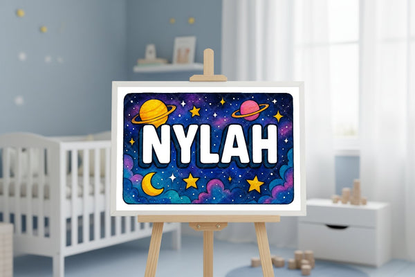 "Nylah" Amongst the Stars Personalized Space Artwork