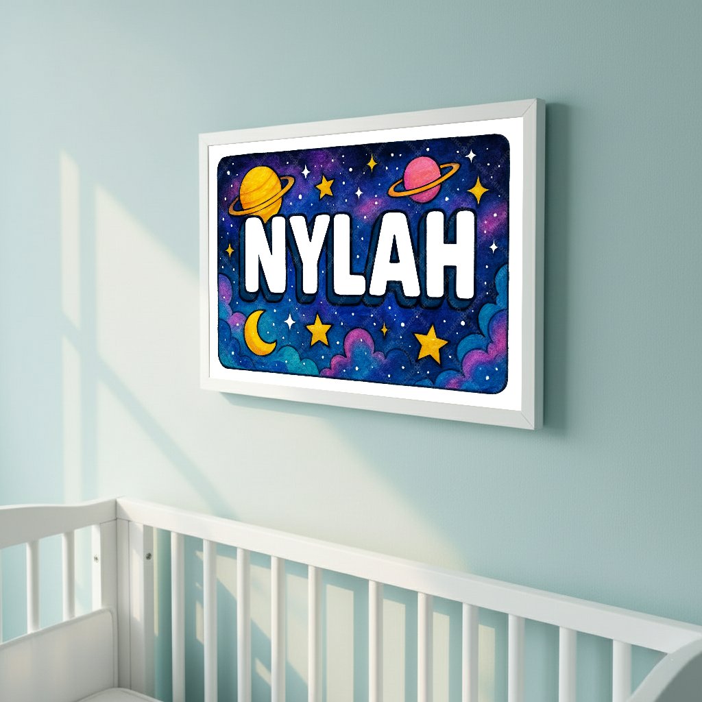 Personalized space name art for Nylah