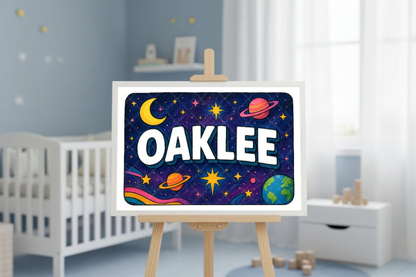 "Oaklee" Amongst the Stars Personalized Space Artwork