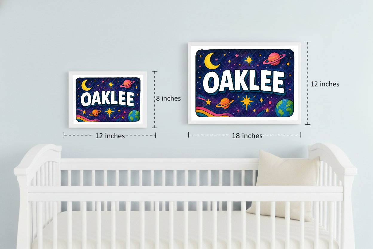 Personalized space name art for Oaklee