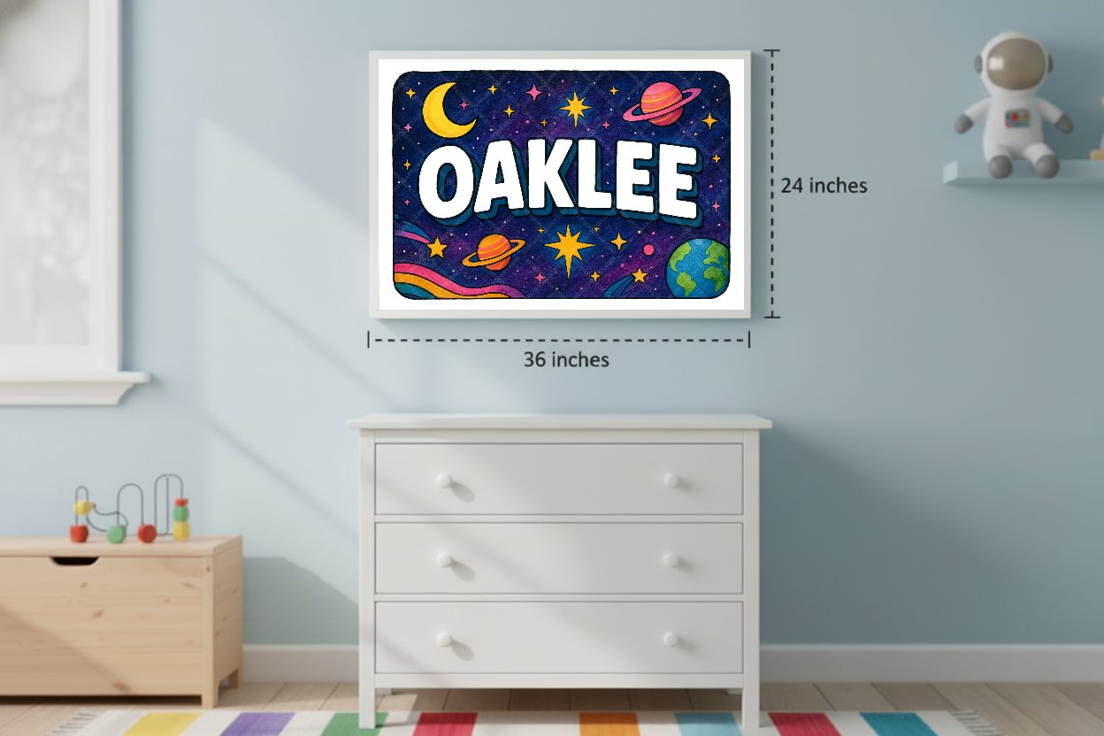 Personalized space name art for Oaklee