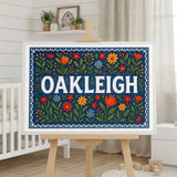 Oakleigh Name Art - Floral Farmhouse personalized wall print for kids