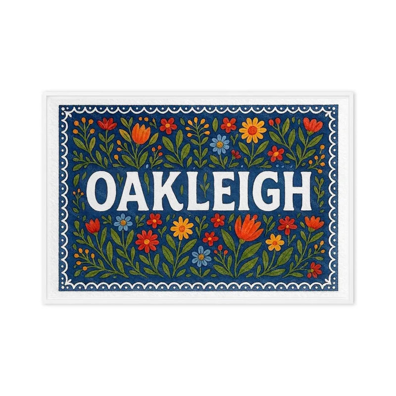 Oakleigh Name Art - Floral Farmhouse personalized wall print for kids