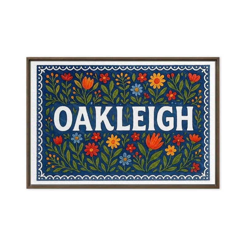 Oakleigh Name Art - Floral Farmhouse personalized wall print for kids
