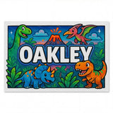 Oakley Name Art - Dinosaur Adventure personalized wall print for kids