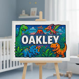 Oakley Name Art - Dinosaur Adventure personalized wall print for kids