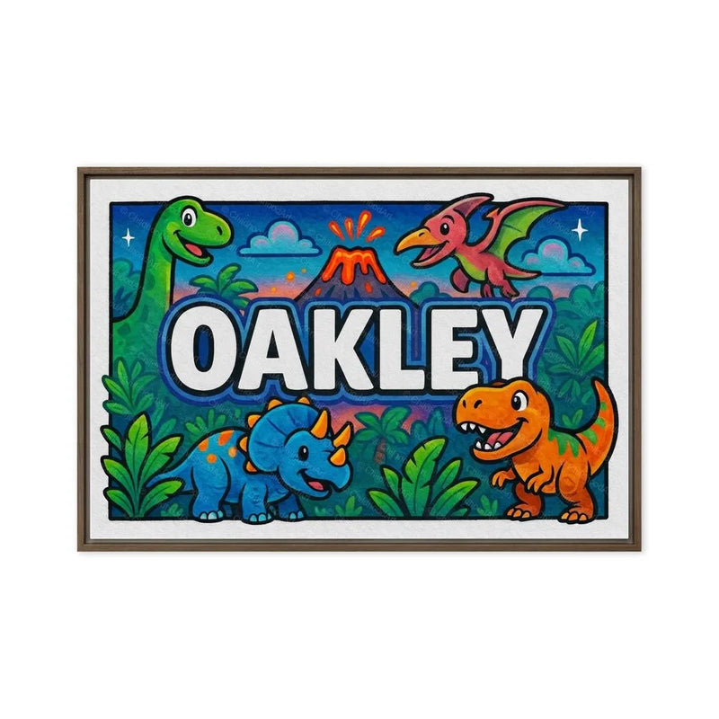 Oakley Name Art - Dinosaur Adventure personalized wall print for kids