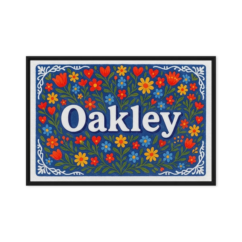 Oakley Name Art - Floral Farmhouse personalized wall print for kids