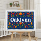 Oaklynn Name Art - Floral Farmhouse personalized wall print for kids