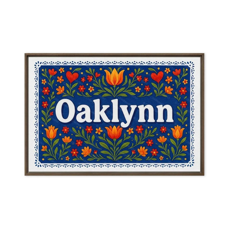 Oaklynn Name Art - Floral Farmhouse personalized wall print for kids