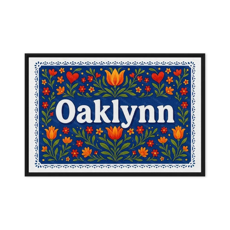 Oaklynn Name Art - Floral Farmhouse personalized wall print for kids