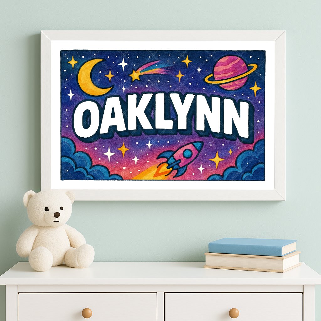 Personalized space name art for Oaklynn