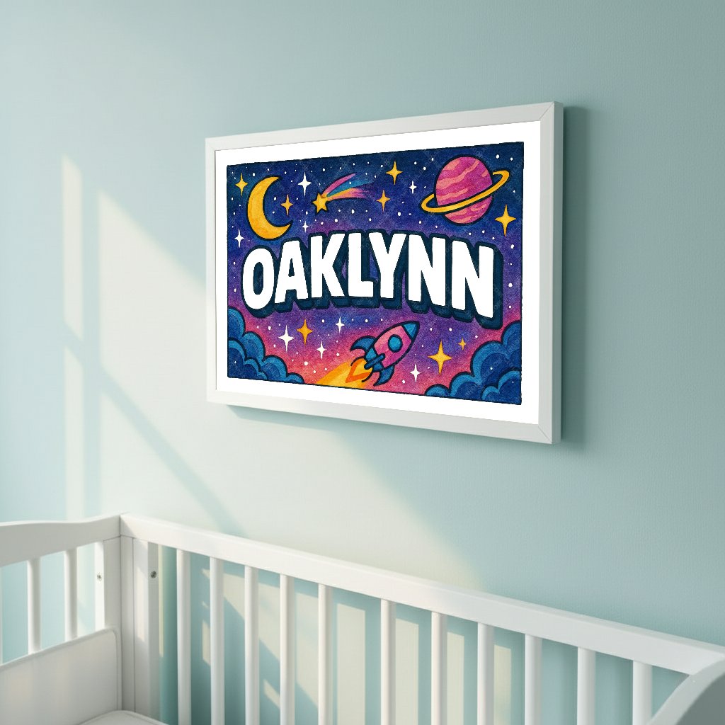 Personalized space name art for Oaklynn