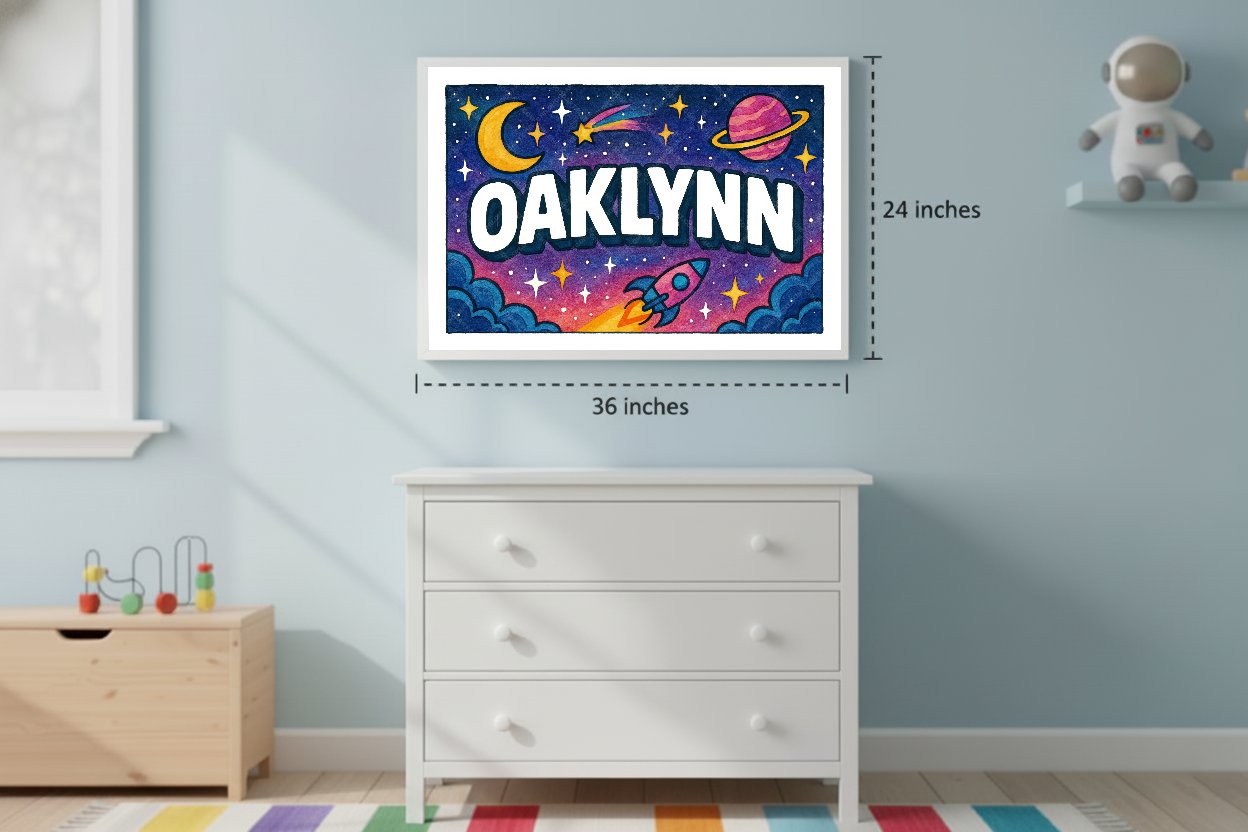 Personalized space name art for Oaklynn