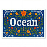 Ocean Name Art - Floral Farmhouse personalized wall print for kids