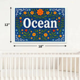 Ocean Name Art - Floral Farmhouse personalized wall print for kids