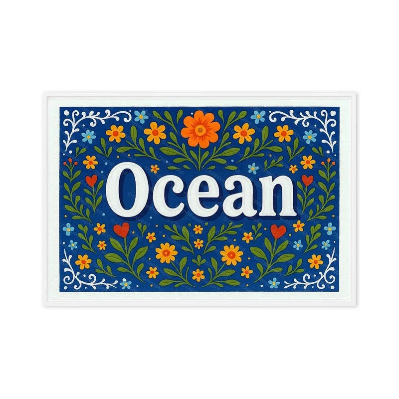 Ocean Name Art - Floral Farmhouse personalized wall print for kids