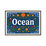 Ocean Name Art - Floral Farmhouse personalized wall print for kids