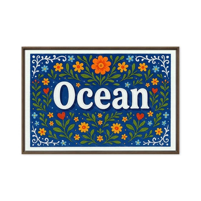 Ocean Name Art - Floral Farmhouse personalized wall print for kids