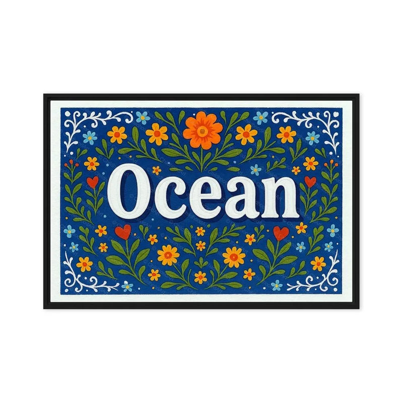 Ocean Name Art - Floral Farmhouse personalized wall print for kids