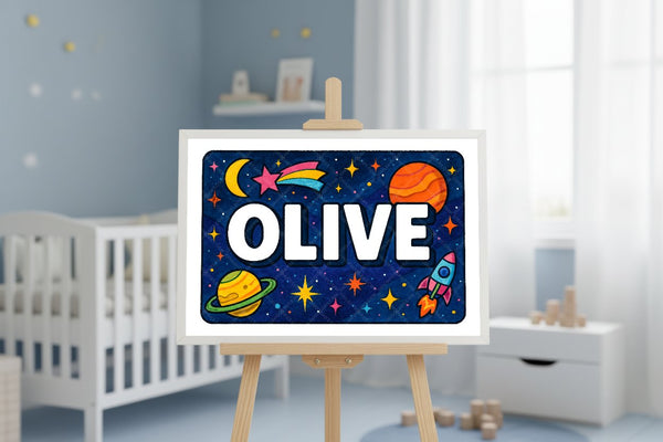 "Olive" Amongst the Stars Personalized Space Artwork