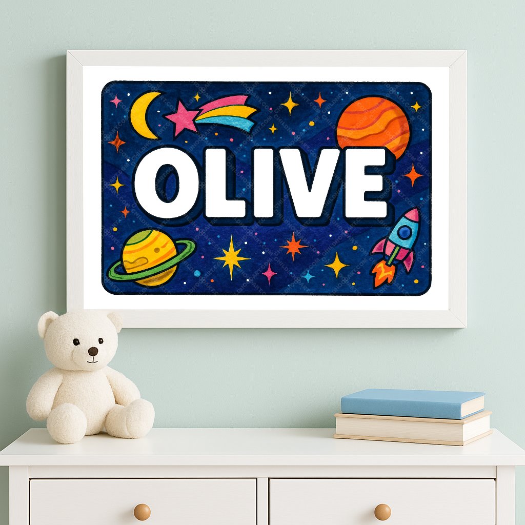 Personalized space name art for Olive