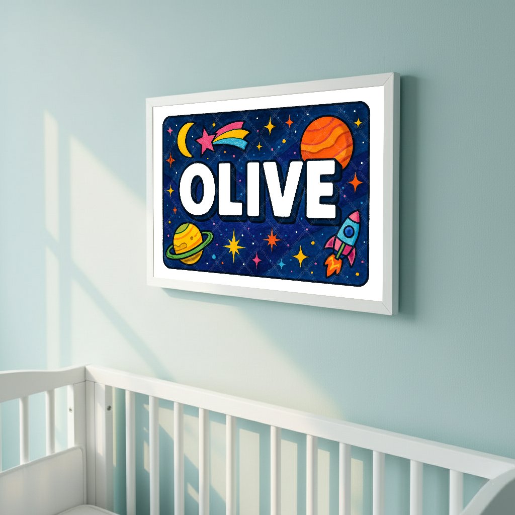 Personalized space name art for Olive