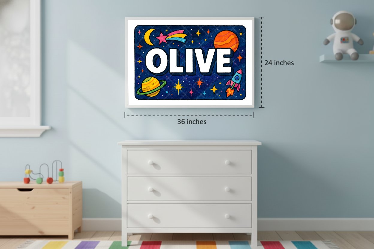 Personalized space name art for Olive