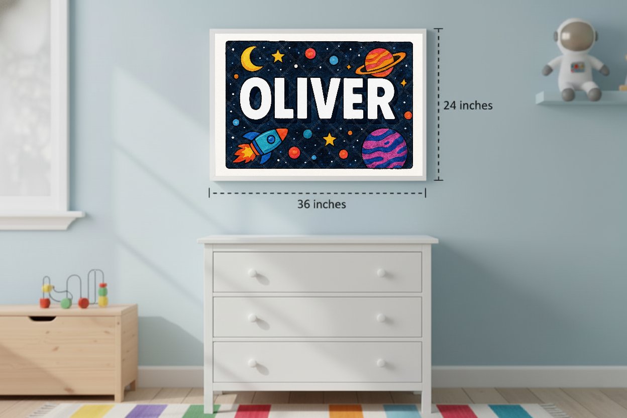 Personalized space name art for Oliver