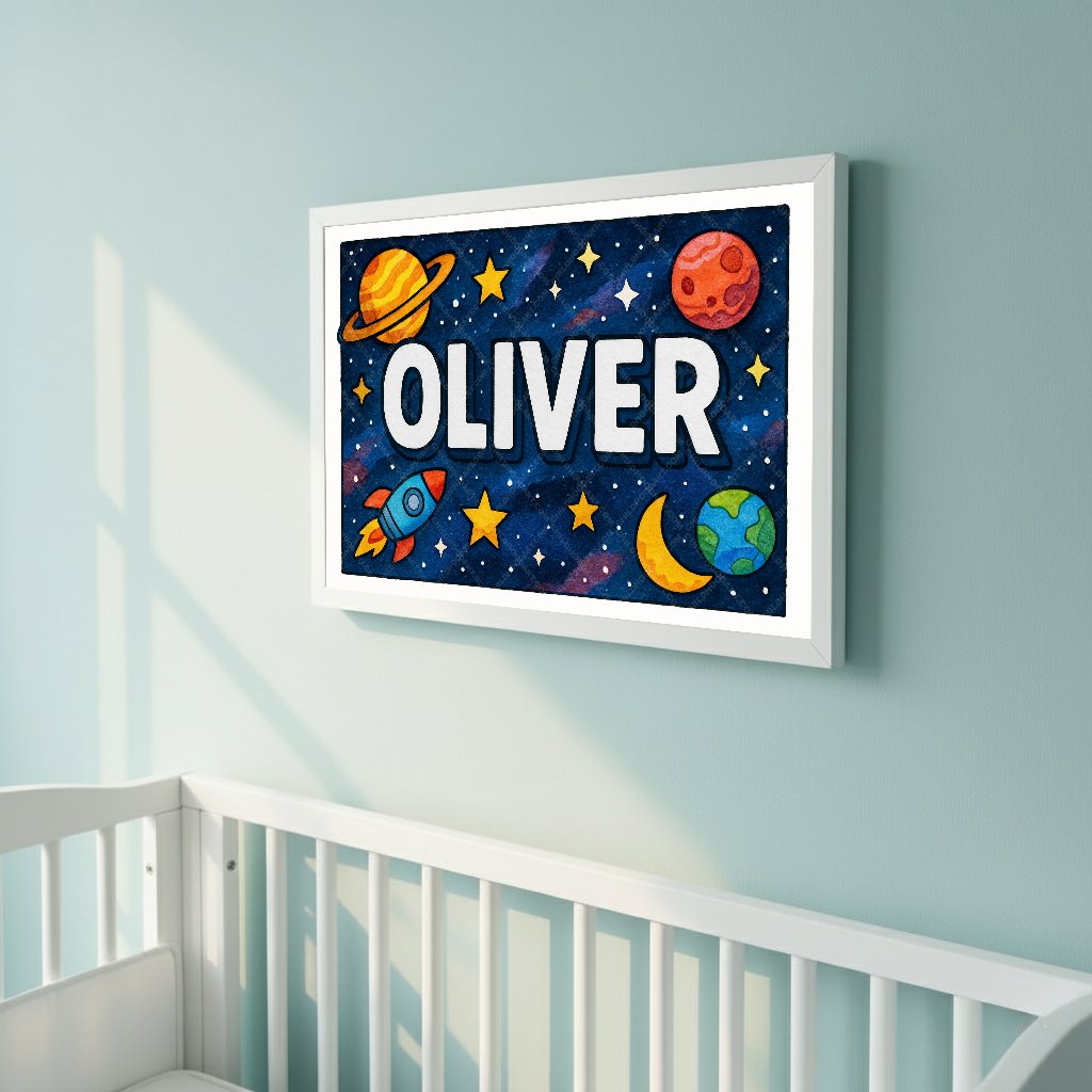 Personalized space name art for Oliver