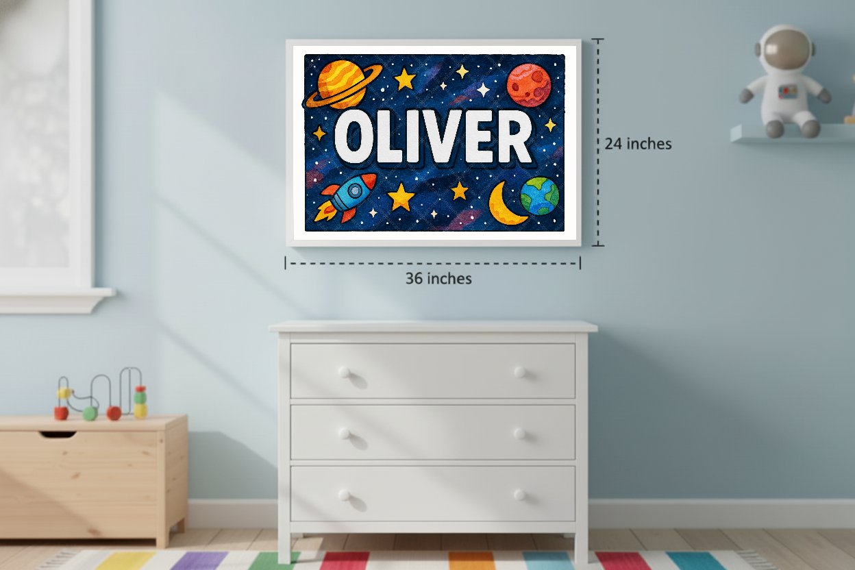 Personalized space name art for Oliver