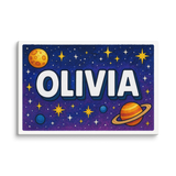 Olivia Name Art - Space Explorers personalized wall print for kids