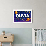 Olivia Name Art - Space Explorers personalized wall print for kids